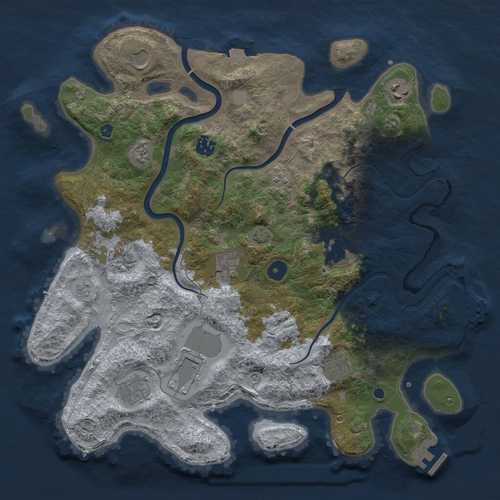Rust Map: Procedural Map, Size: 3850, Seed: 159658712, 16 Monuments