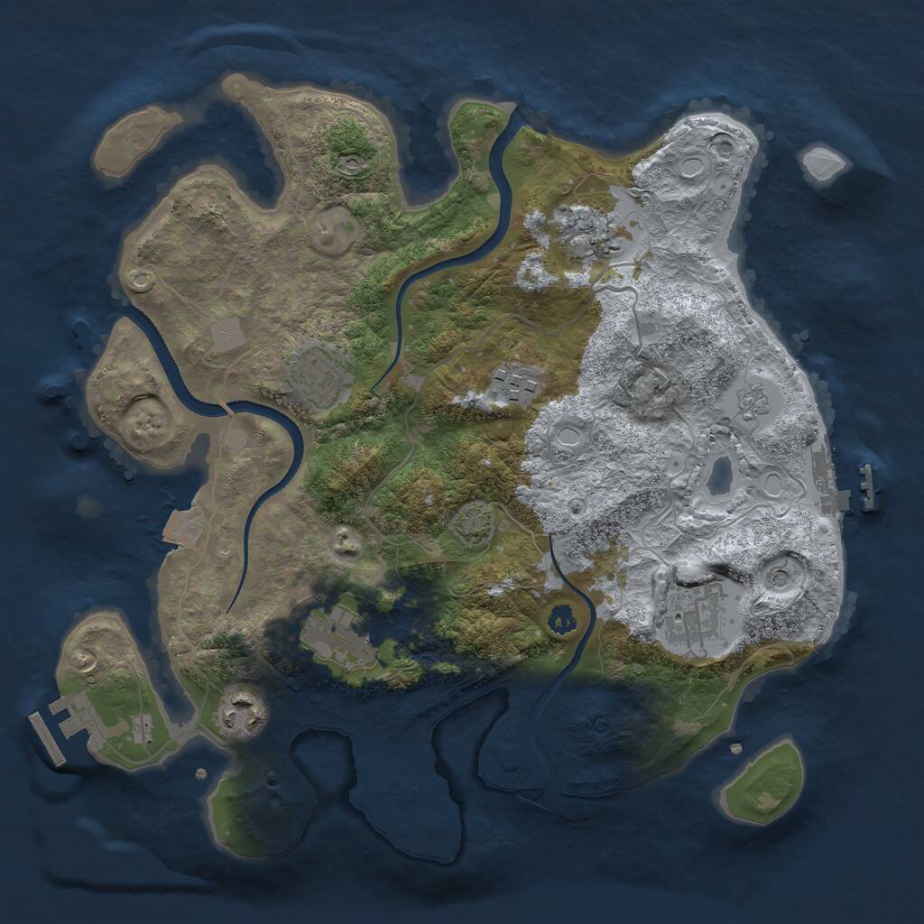 Rust Map: Procedural Map, Size: 3200, Seed: 286981882, 12 Monuments