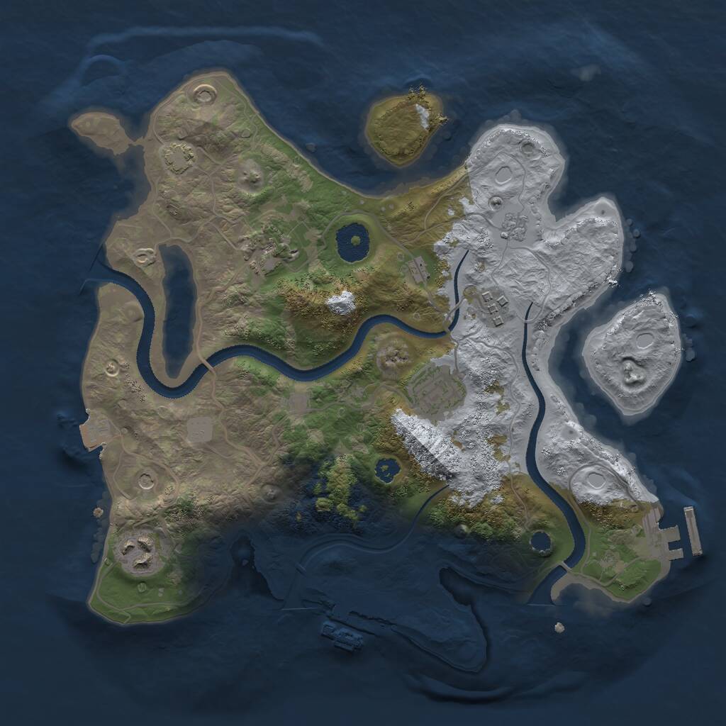 Rust Map: Procedural Map, Size: 3000, Seed: 28893, 10 Monuments