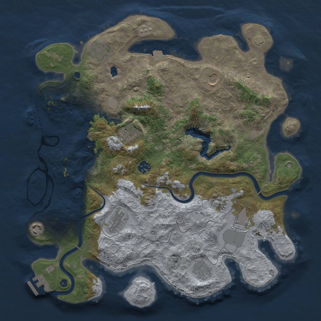 Rust Map: Procedural Map, Size: 4000, Seed: 90350344, 16 Monuments