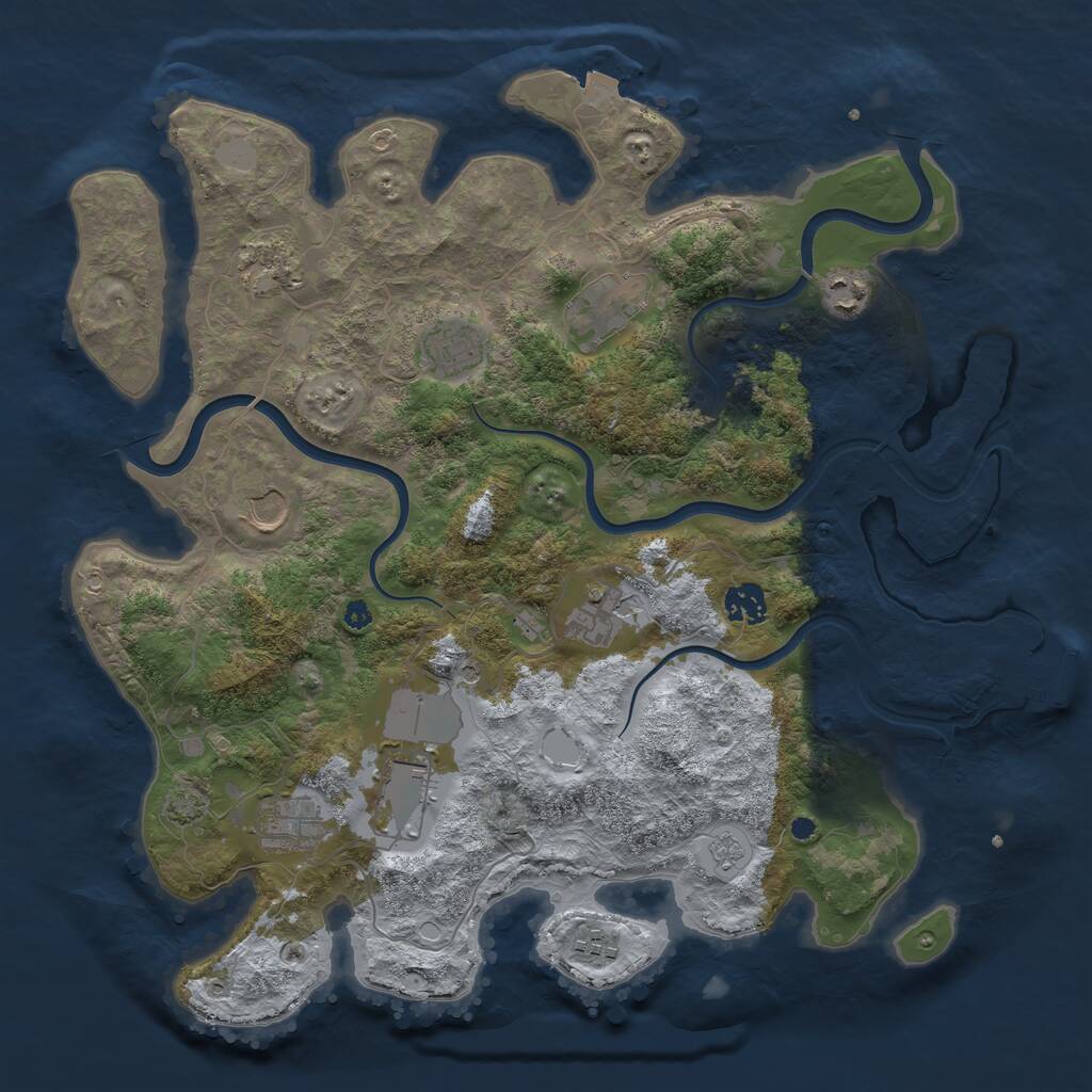 Rust Map: Procedural Map, Size: 3850, Seed: 1111111, 15 Monuments