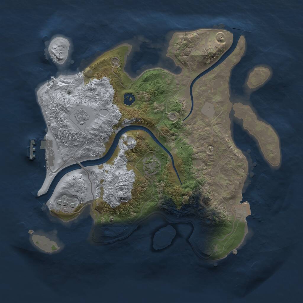 Rust Map: Procedural Map, Size: 2500, Seed: 279350038, 5 Monuments