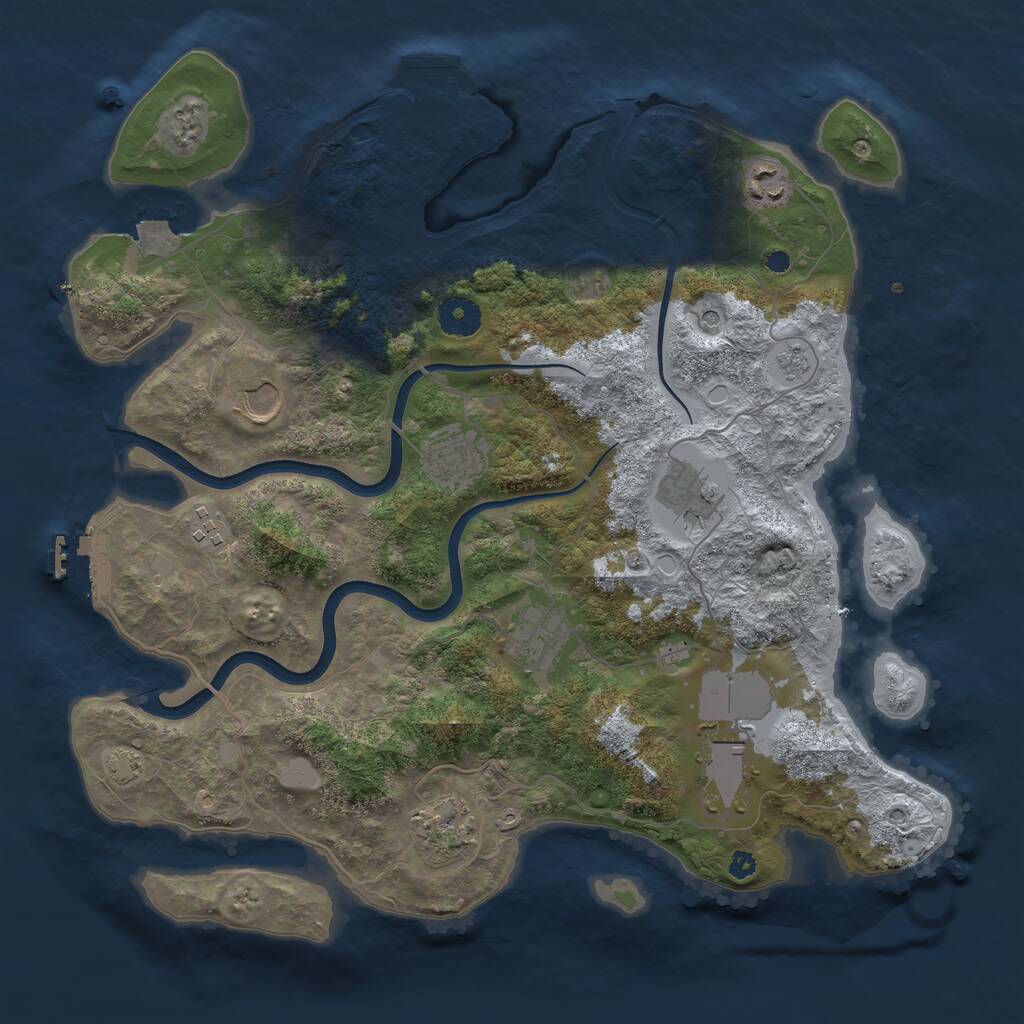 Rust Map: Procedural Map, Size: 3700, Seed: 2135122183, 14 Monuments