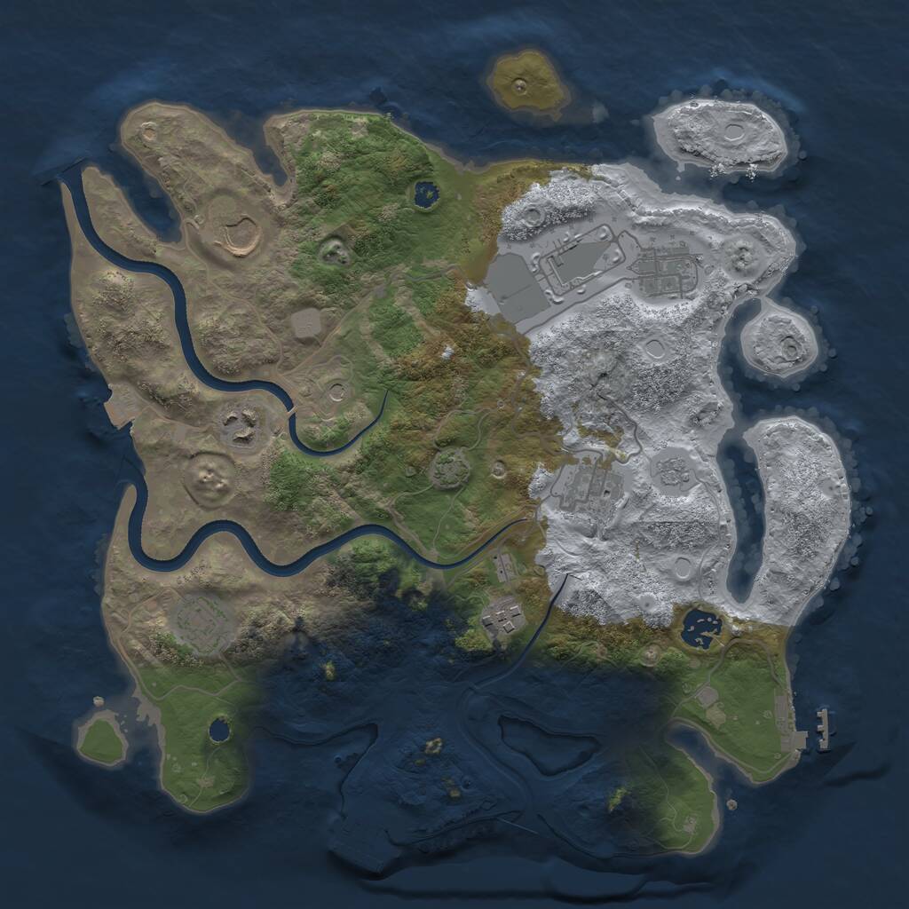 Rust Map: Procedural Map, Size: 3500, Seed: 981364408, 14 Monuments