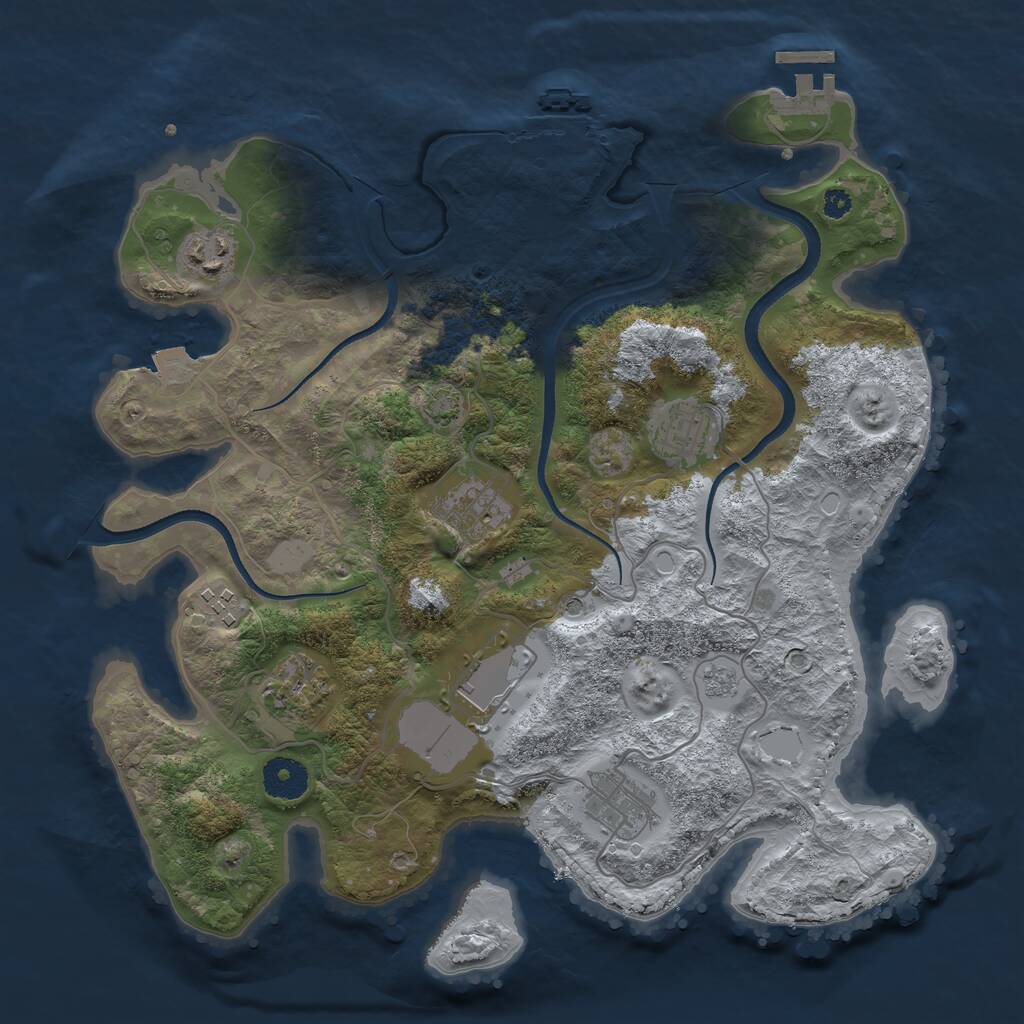 Rust Map: Procedural Map, Size: 3500, Seed: 693036572, 13 Monuments