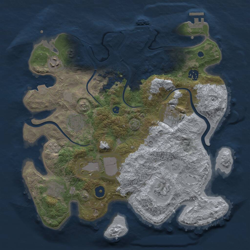 Rust Map: Procedural Map, Size: 3500, Seed: 693036572, 14 Monuments