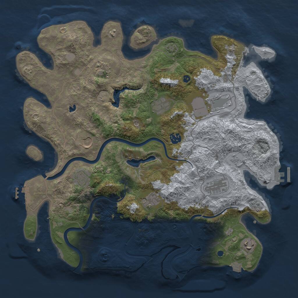 Rust Map: Procedural Map, Size: 4000, Seed: 482583919, 16 Monuments