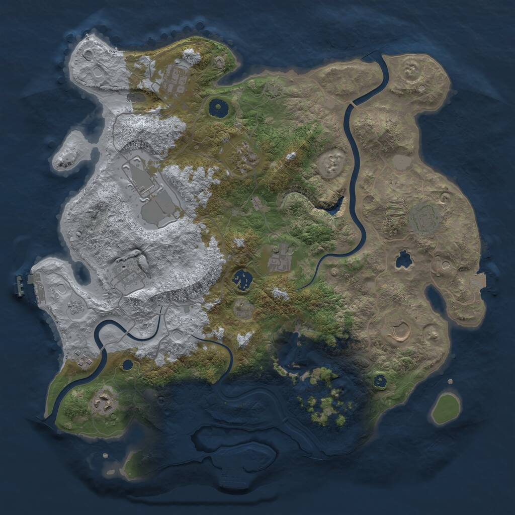 Rust Map: Procedural Map, Size: 4000, Seed: 2075097095, 16 Monuments
