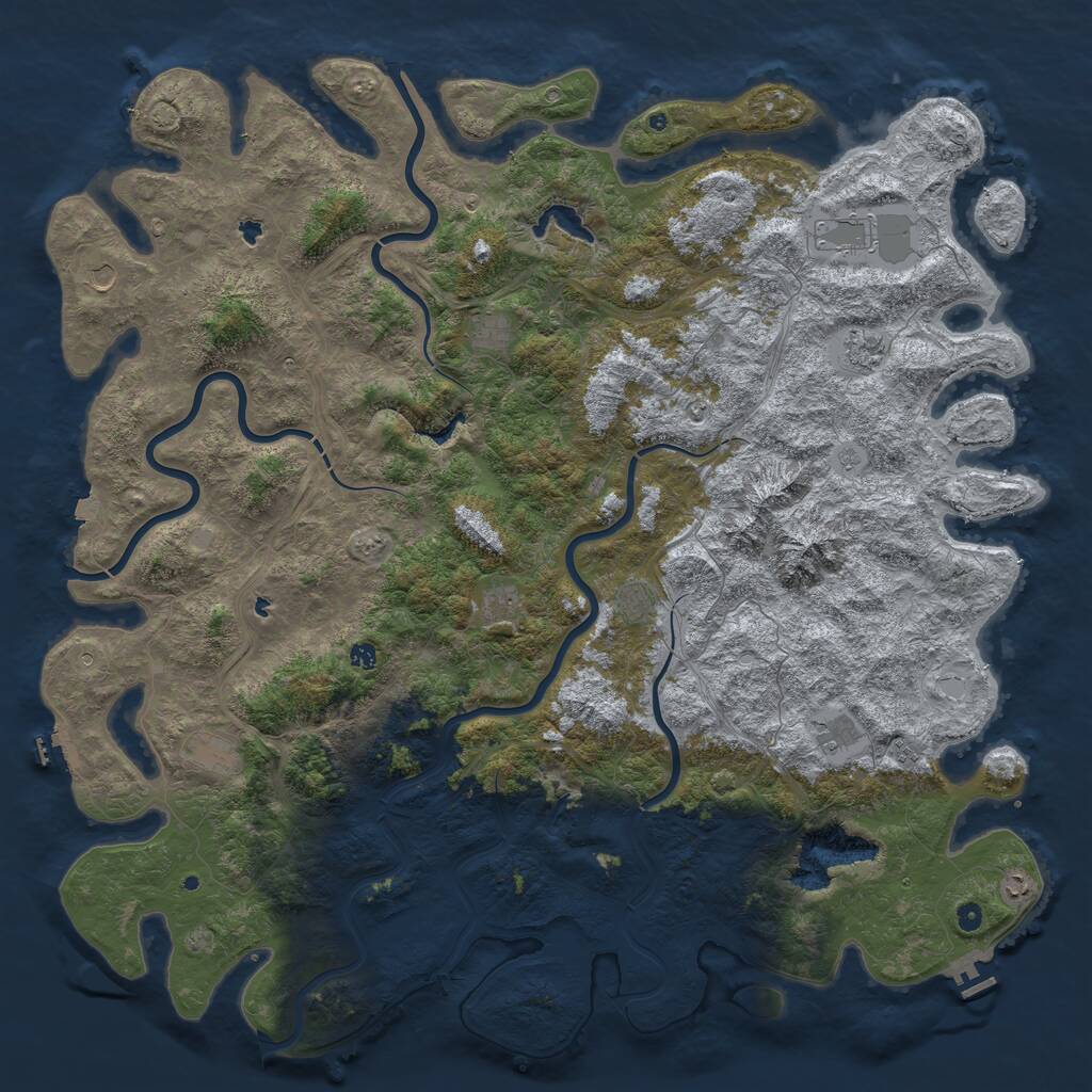 Rust Map: Procedural Map, Size: 6000, Seed: 1099407341, 17 Monuments