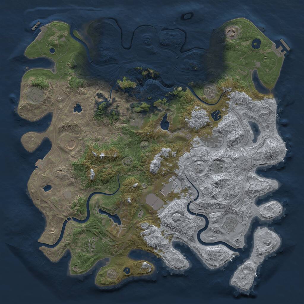 Rust Map: Procedural Map, Size: 4500, Seed: 874775227, 16 Monuments