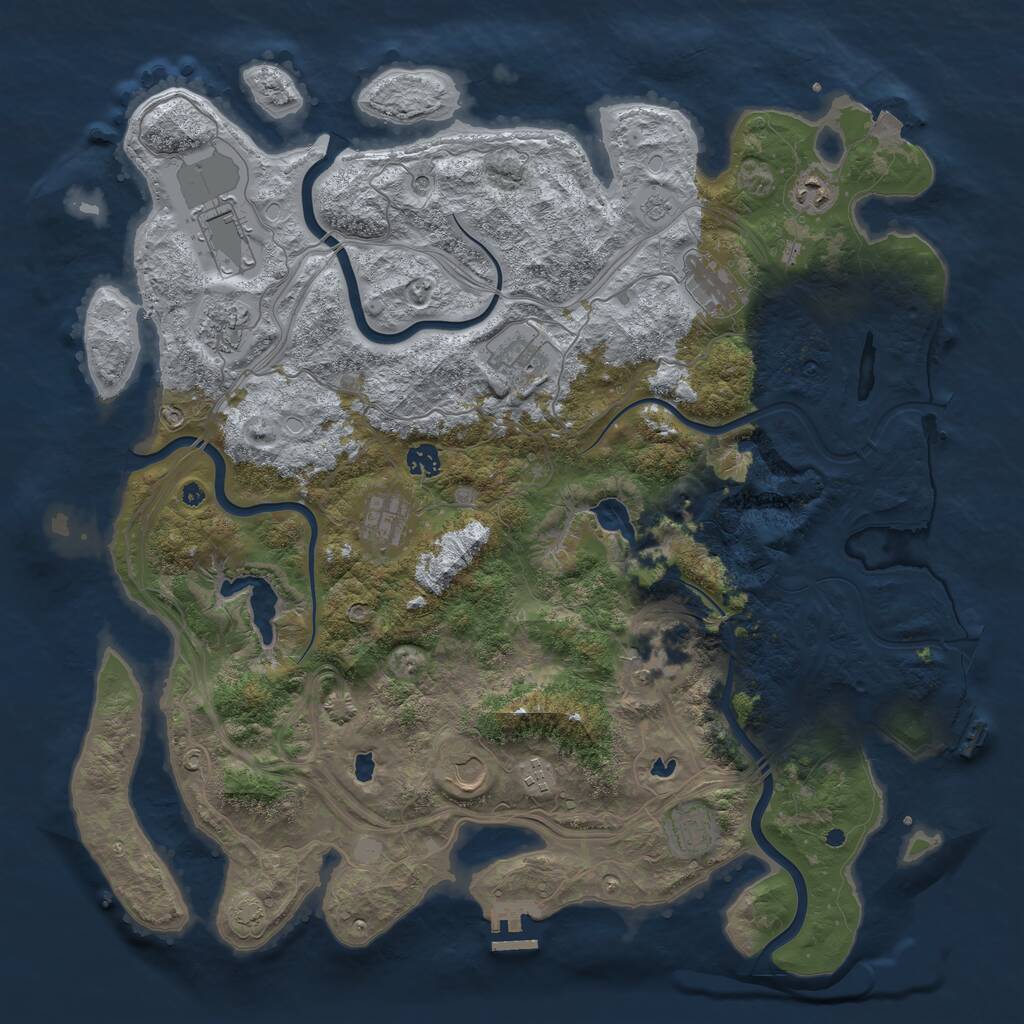 Rust Map: Procedural Map, Size: 4500, Seed: 2107217080, 17 Monuments
