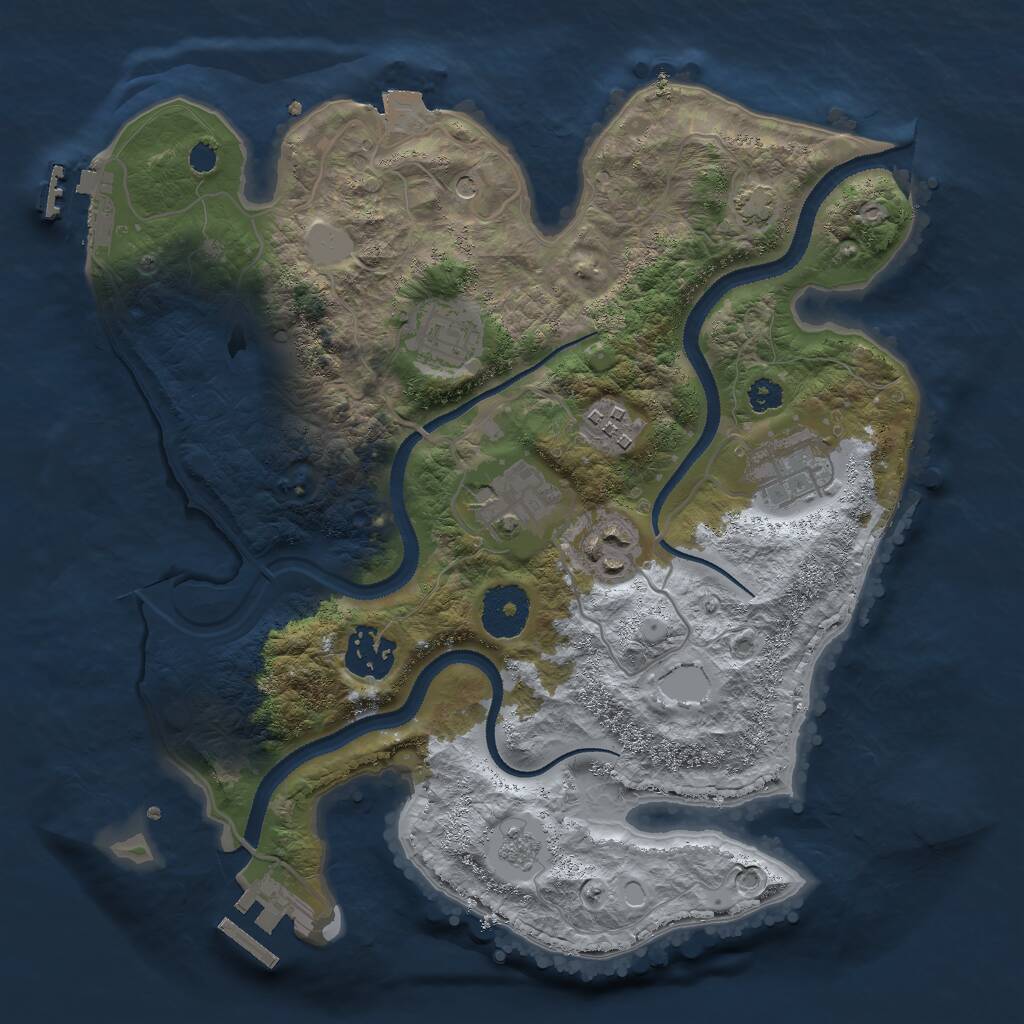 Rust Map: Procedural Map, Size: 3000, Seed: 50034, 12 Monuments