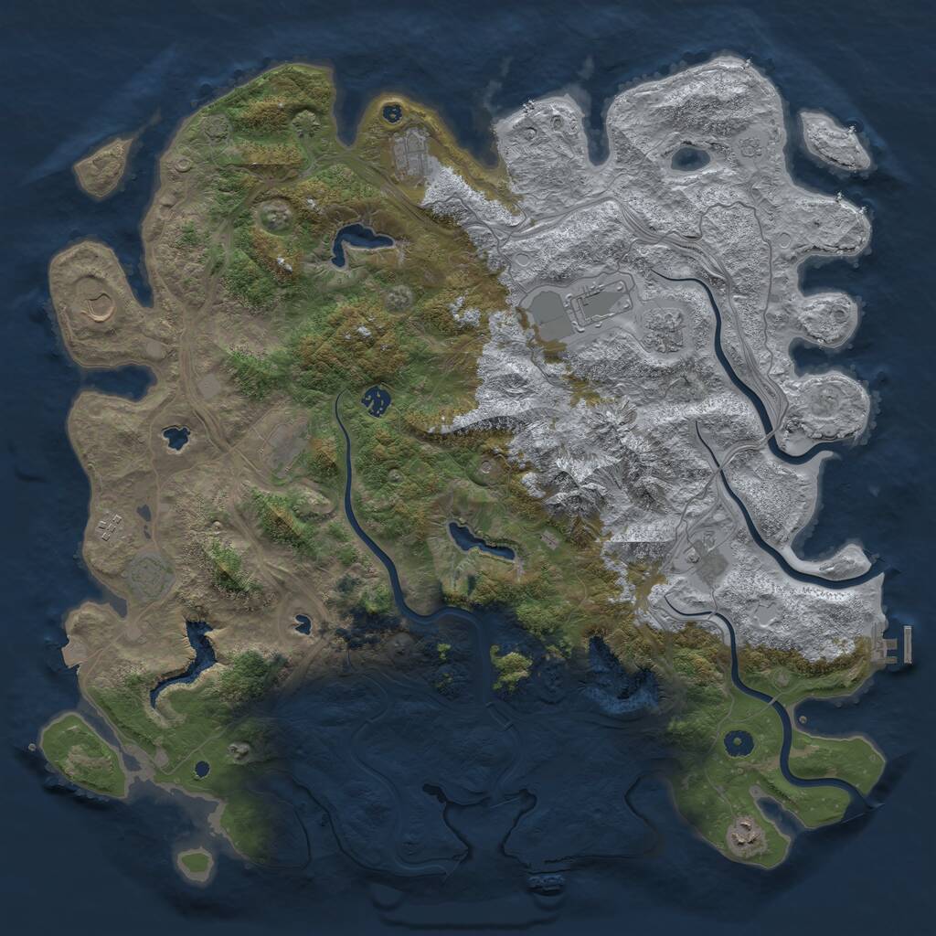 Rust Map: Procedural Map, Size: 5000, Seed: 70702275, 16 Monuments