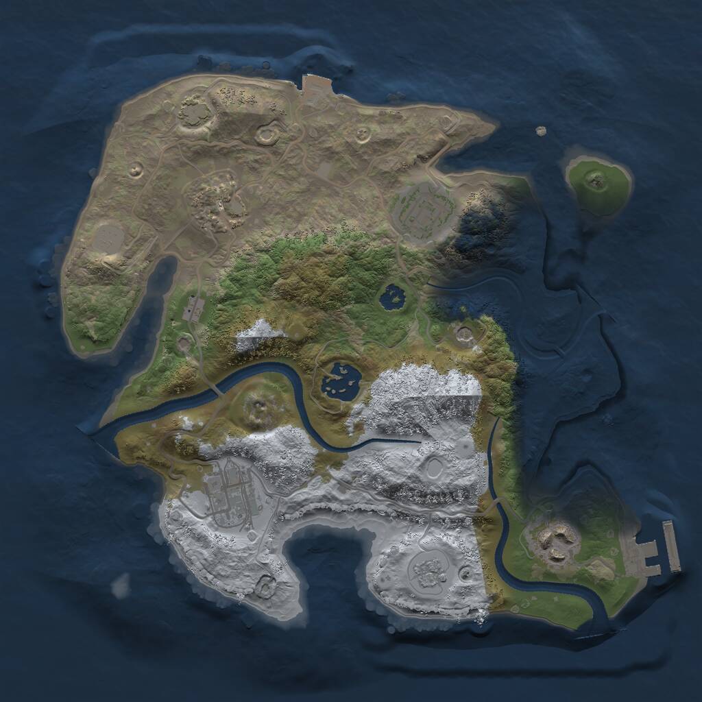 Rust Map: Procedural Map, Size: 2750, Seed: 1993447307, 10 Monuments