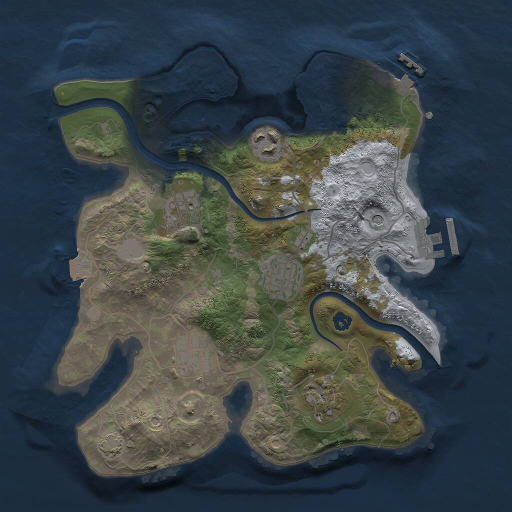 Rust Map: Procedural Map, Size: 2750, Seed: 100000, 10 Monuments