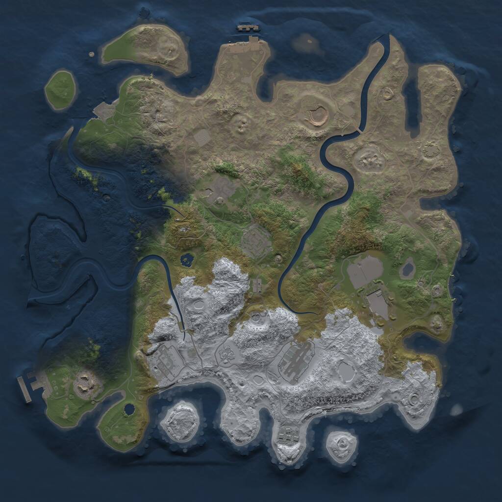 Rust Map: Procedural Map, Size: 3750, Seed: 972823917, 14 Monuments