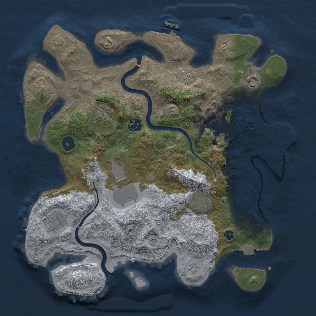 Rust Map: Procedural Map, Size: 3500, Seed: 35727, 14 Monuments