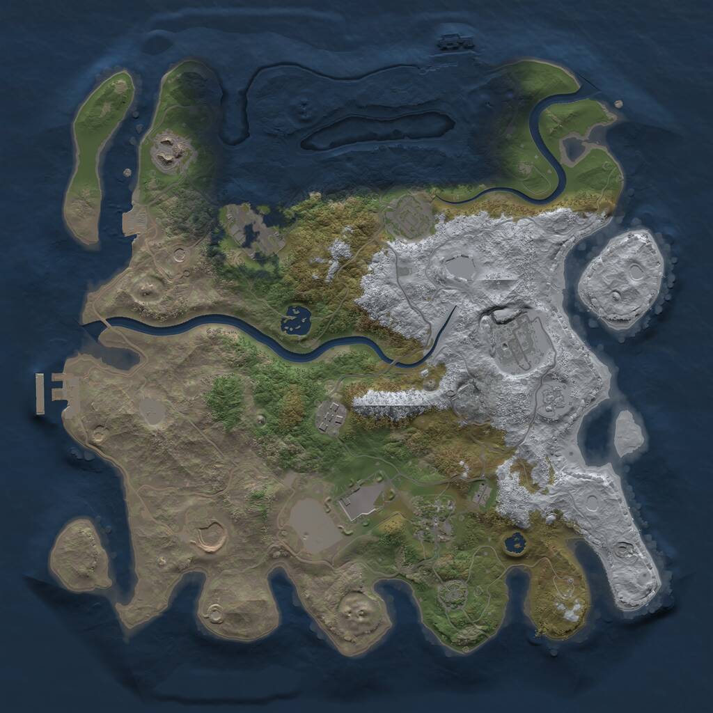 Rust Map: Procedural Map, Size: 3500, Seed: 64024906, 15 Monuments