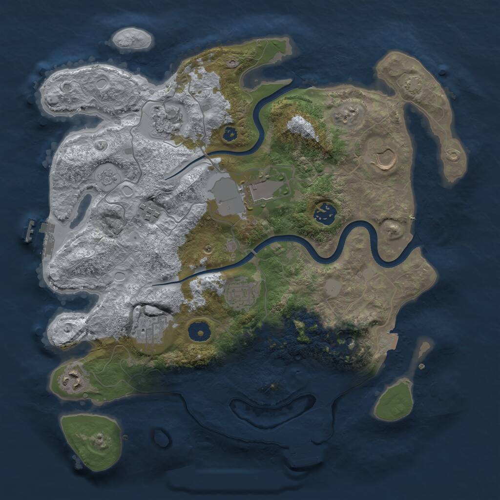 Rust Map: Procedural Map, Size: 3500, Seed: 324249172, 14 Monuments