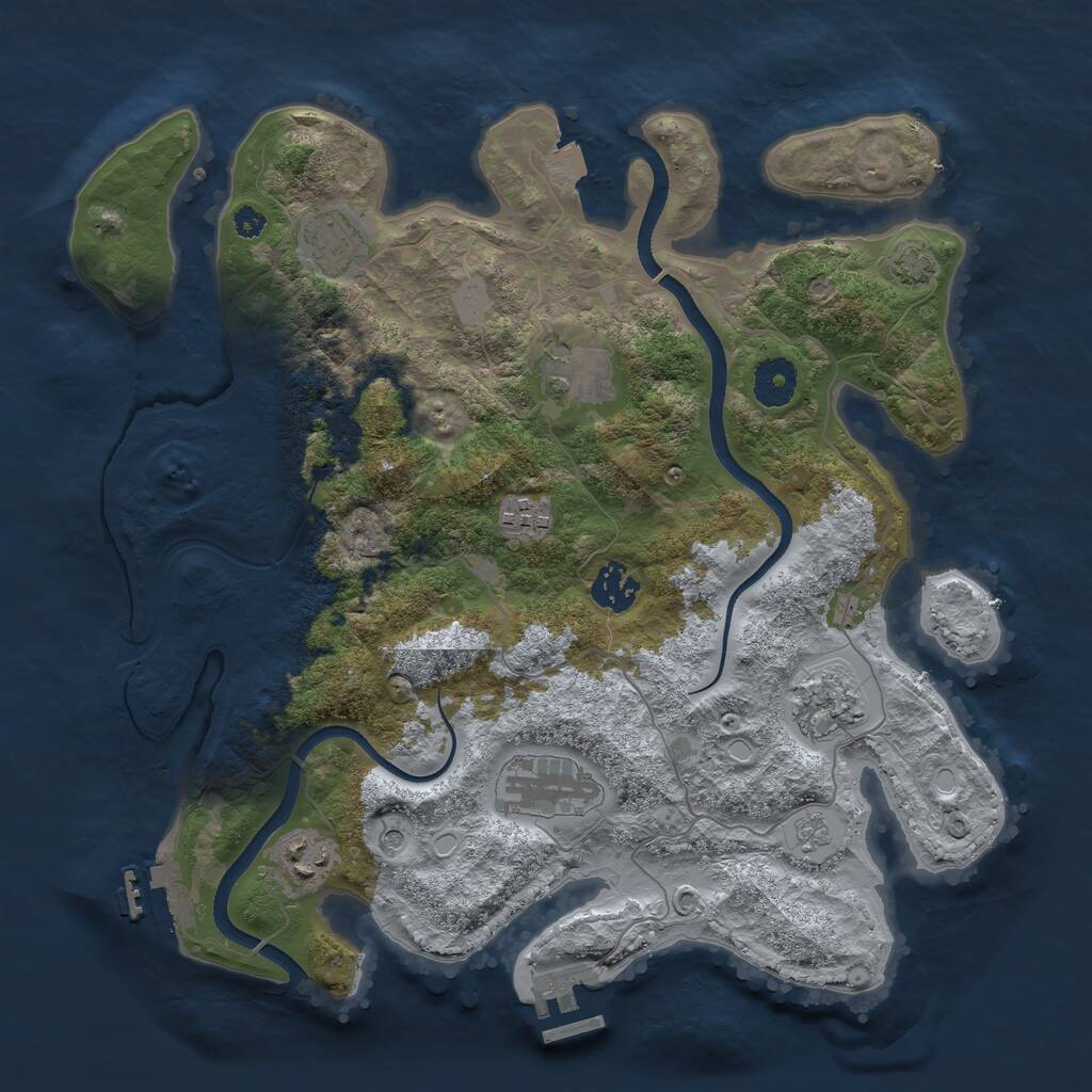 Rust Map: Procedural Map, Size: 3500, Seed: 885569342, 13 Monuments