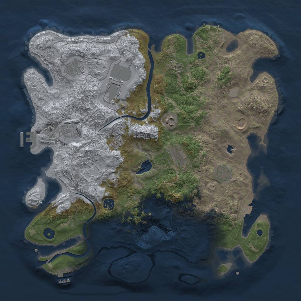 Rust Map: Procedural Map, Size: 4000, Seed: 1100, 16 Monuments