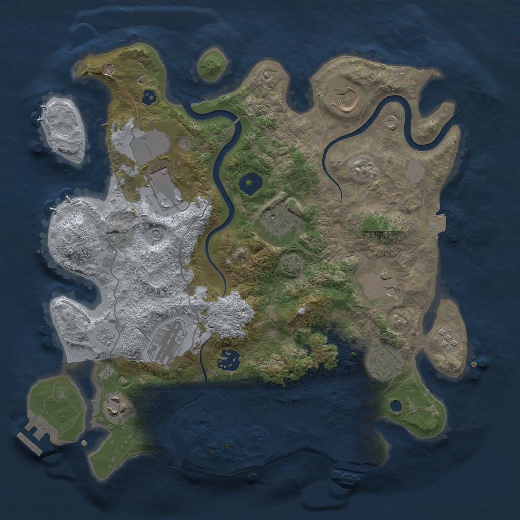 Rust Map: Procedural Map, Size: 3500, Seed: 1585973282, 15 Monuments