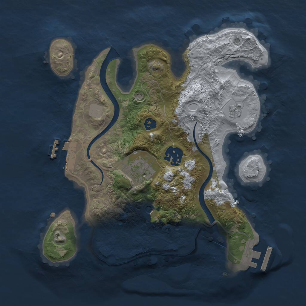 Rust Map: Procedural Map, Size: 2500, Seed: 175225023, 7 Monuments