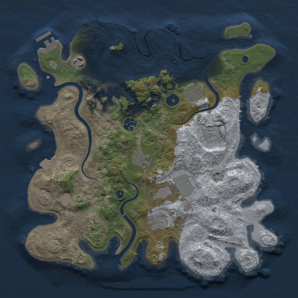 Rust Map: Procedural Map, Size: 3600, Seed: 288, 16 Monuments