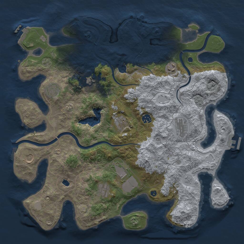 Rust Map: Procedural Map, Size: 4000, Seed: 1868063677, 16 Monuments