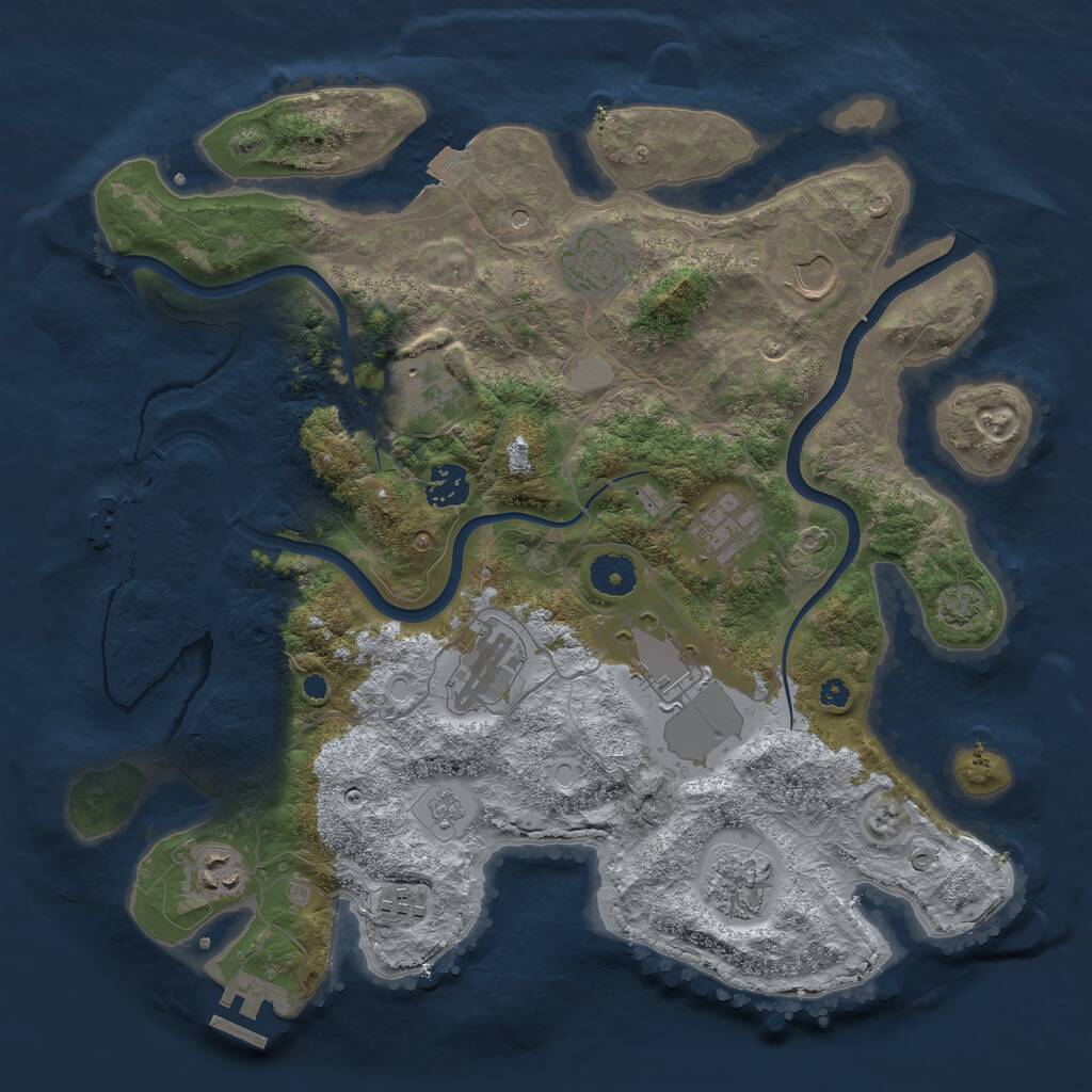 Rust Map: Procedural Map, Size: 3700, Seed: 632946, 16 Monuments
