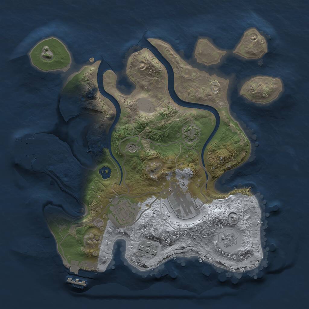 Rust Map: Procedural Map, Size: 2500, Seed: 1959685408, 9 Monuments