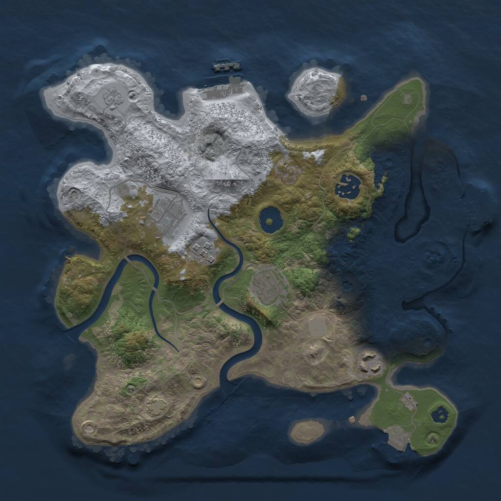 Rust Map: Procedural Map, Size: 3000, Seed: 64756, 11 Monuments