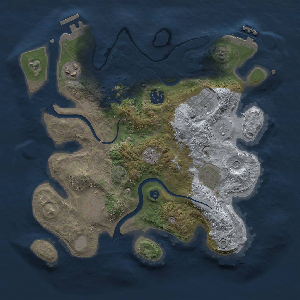 Rust Map: Procedural Map, Size: 3000, Seed: 24403, 12 Monuments