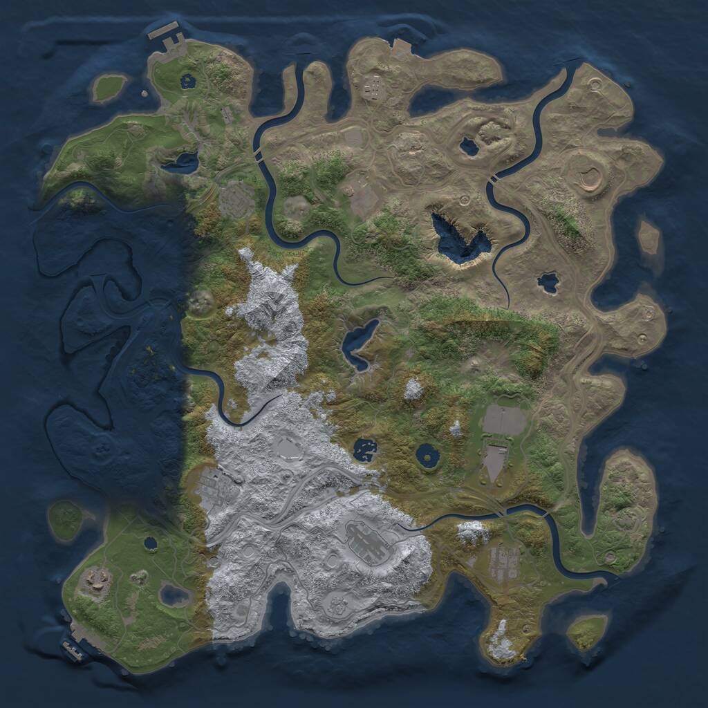 Rust Map: Procedural Map, Size: 4500, Seed: 613637329, 16 Monuments