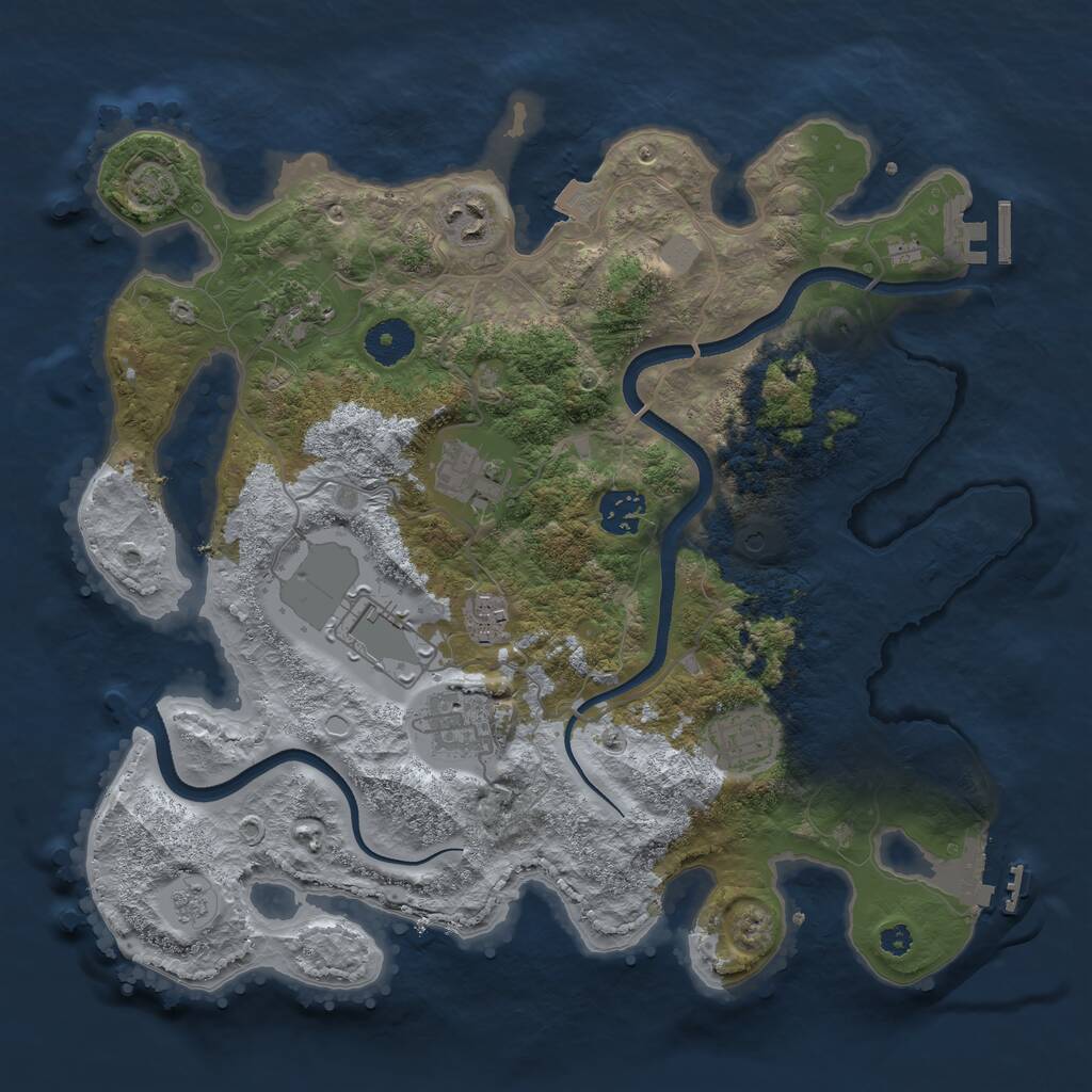 Rust Map: Procedural Map, Size: 3500, Seed: 72700, 14 Monuments