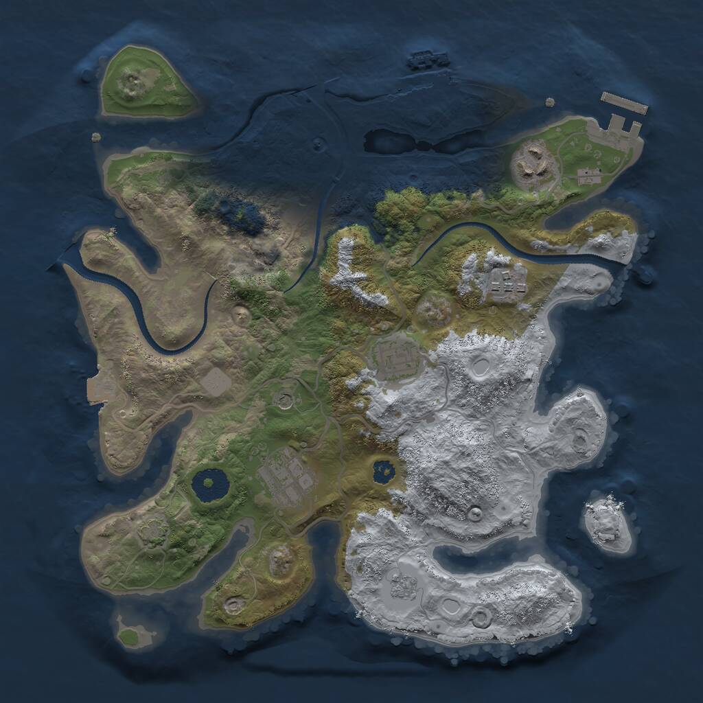 Rust Map: Procedural Map, Size: 3000, Seed: 1463832394, 10 Monuments