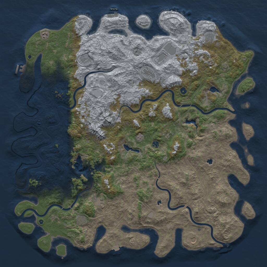 Rust Map: Procedural Map, Size: 6000, Seed: 47354, 17 Monuments