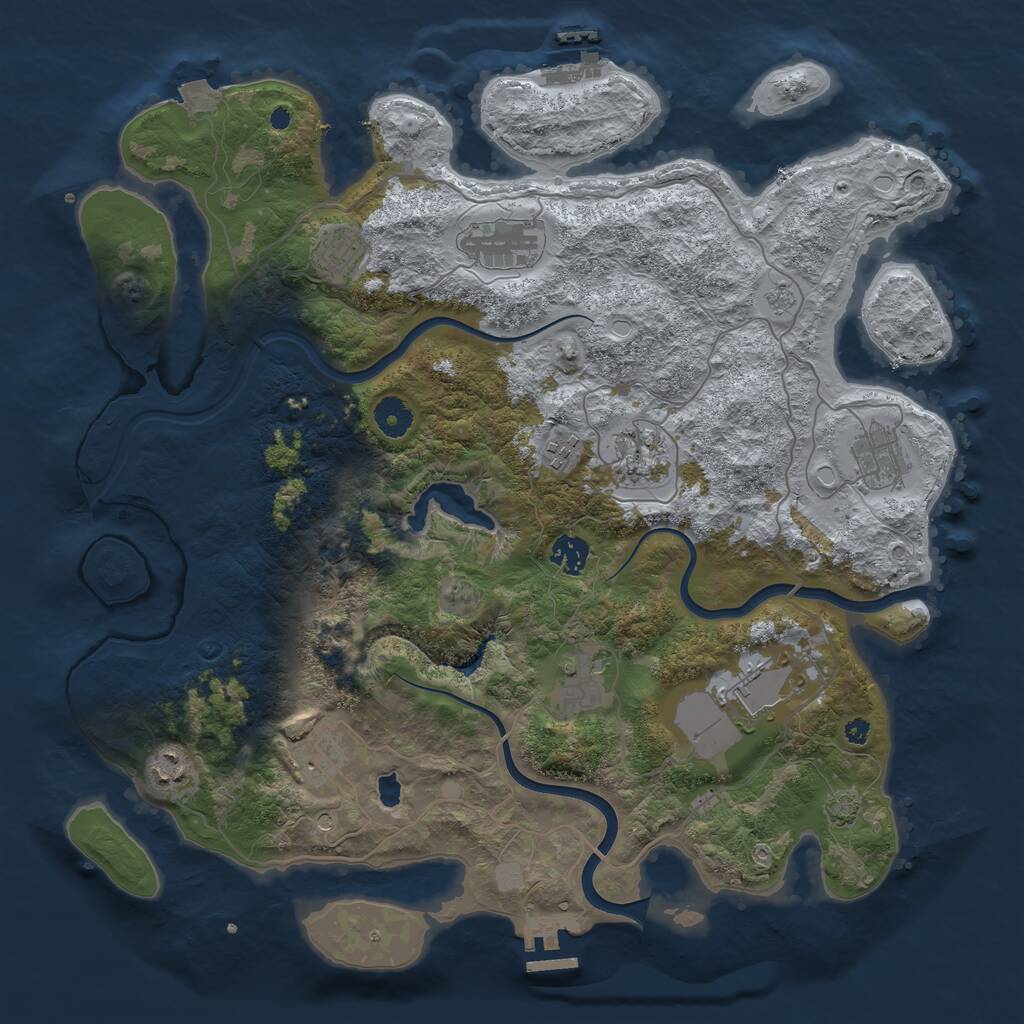 Rust Map: Procedural Map, Size: 4000, Seed: 853844205, 16 Monuments