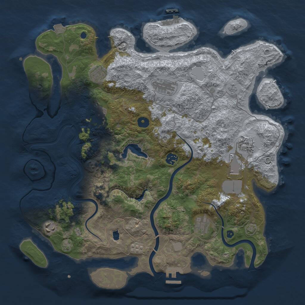 Rust Map: Procedural Map, Size: 4000, Seed: 853844205, 15 Monuments
