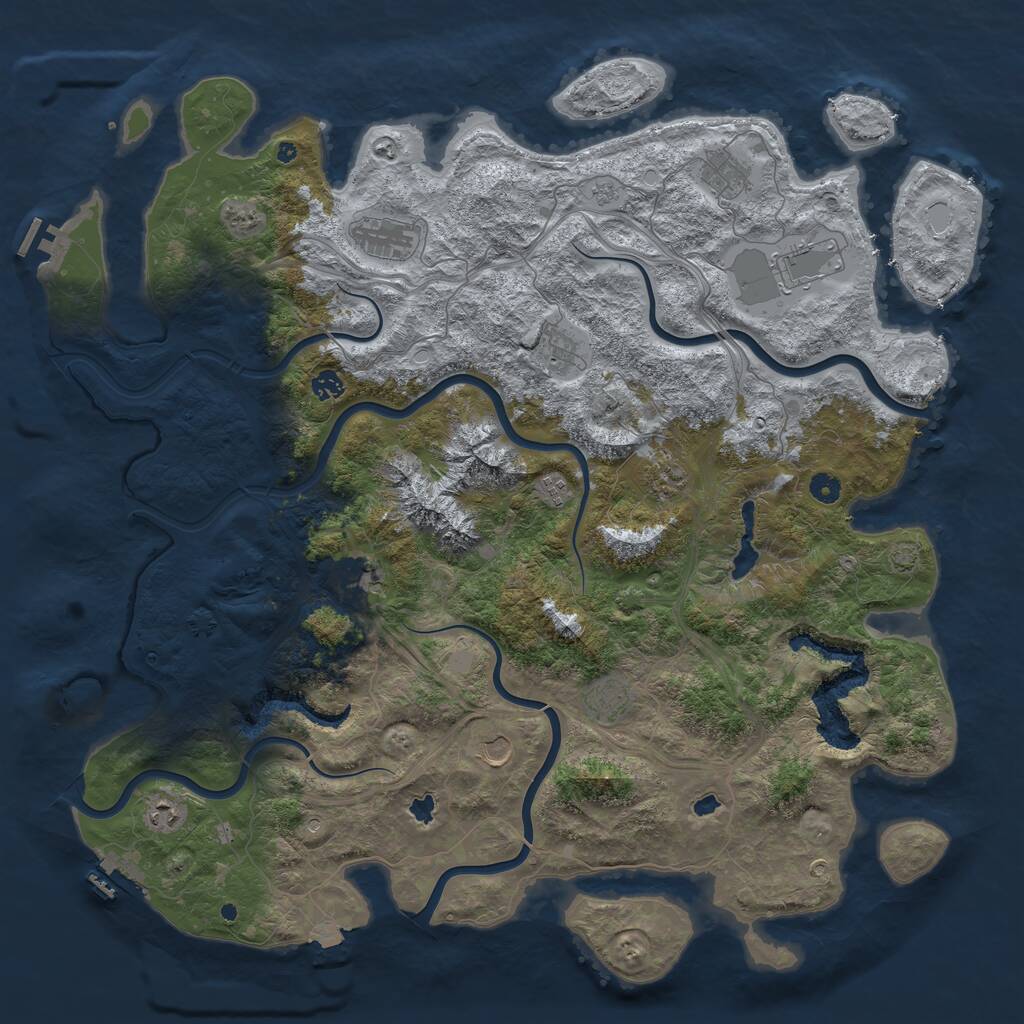 Rust Map: Procedural Map, Size: 5000, Seed: 80283439, 17 Monuments