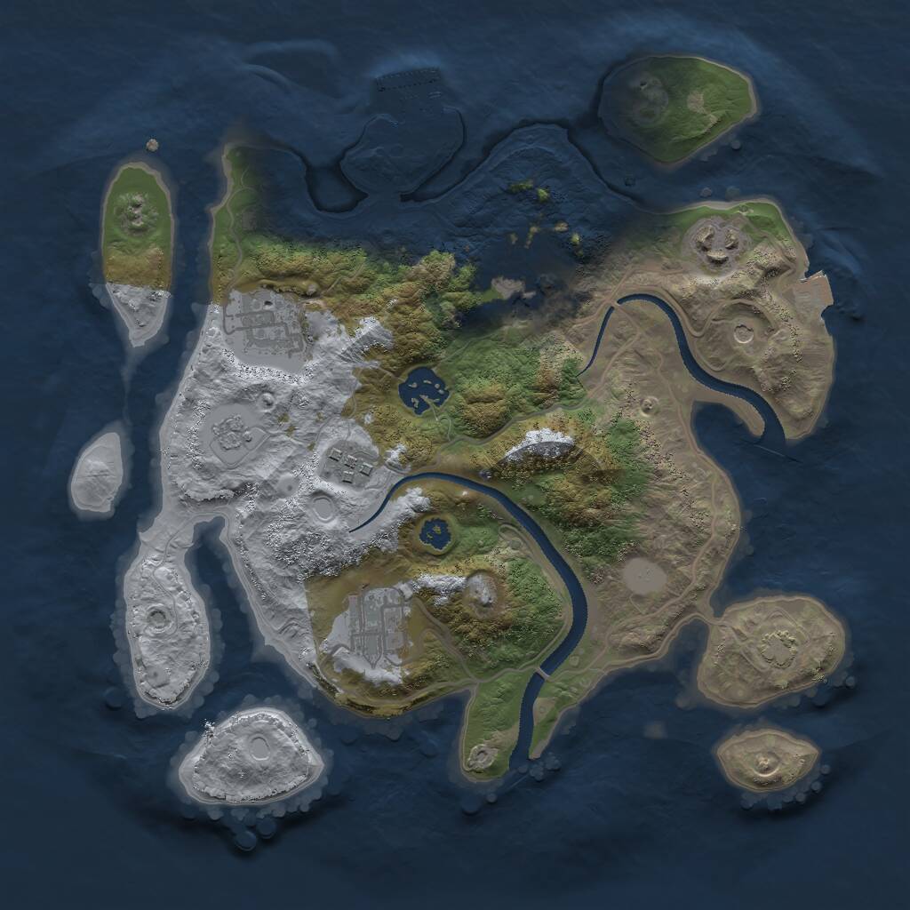 Rust Map: Procedural Map, Size: 3000, Seed: 1994912905, 11 Monuments