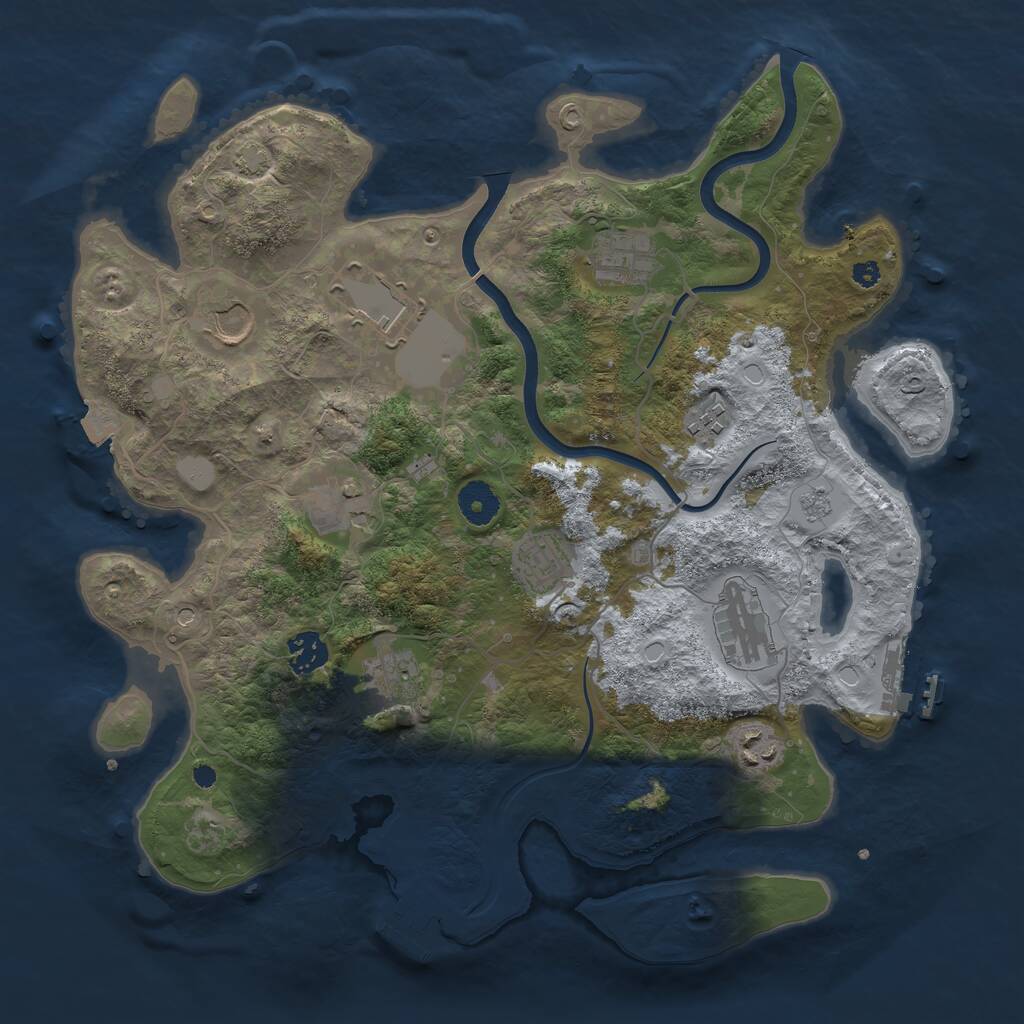 Rust Map: Procedural Map, Size: 3700, Seed: 1271585801, 16 Monuments