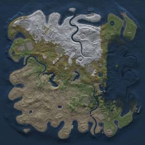 Thumbnail Rust Map: Procedural Map, Size: 4600, Seed: 1664666462, 17 Monuments