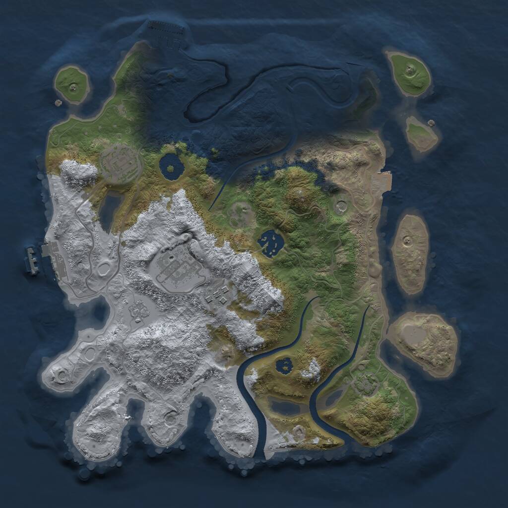 Rust Map: Procedural Map, Size: 3000, Seed: 1574166448, 10 Monuments