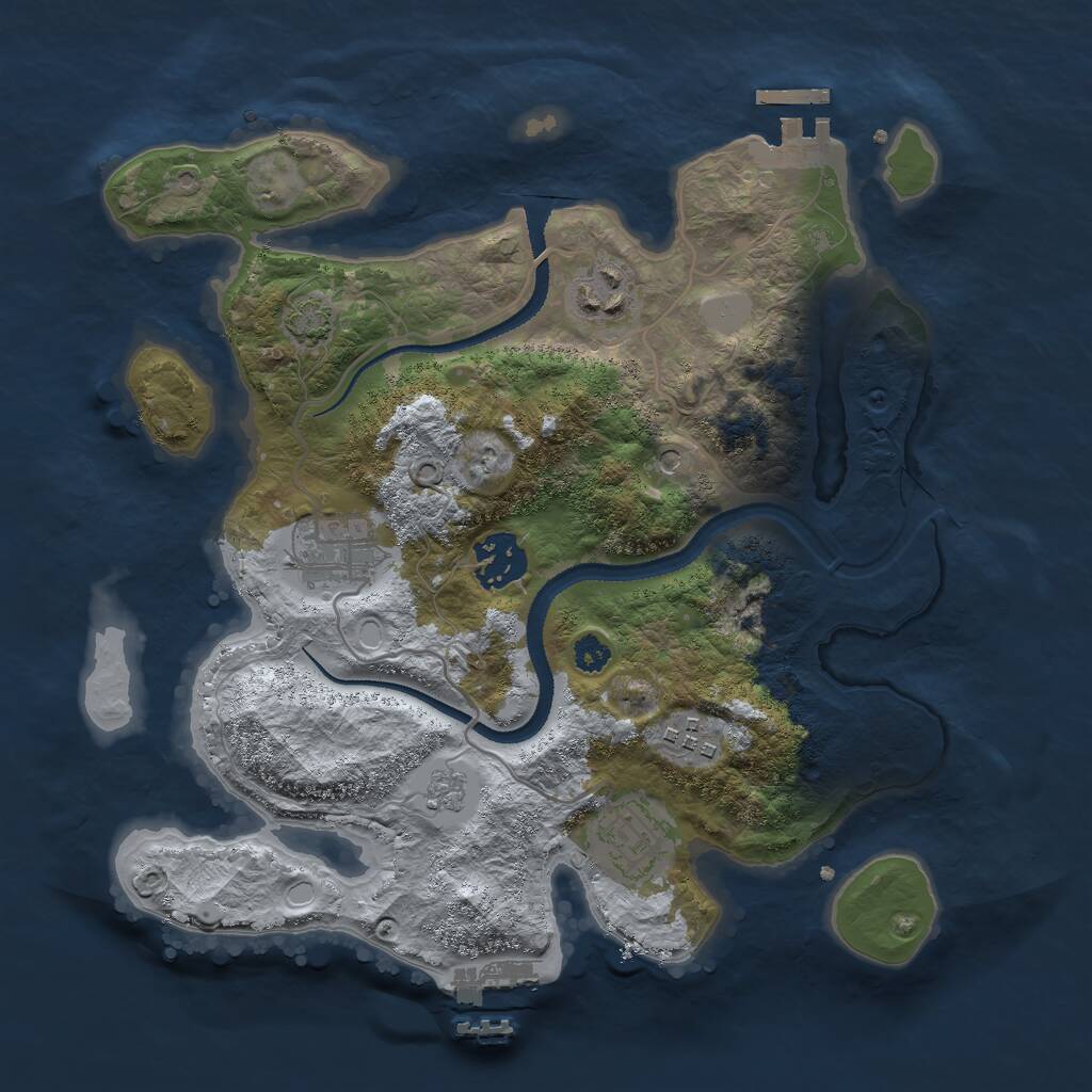 Rust Map: Procedural Map, Size: 3000, Seed: 5665, 11 Monuments