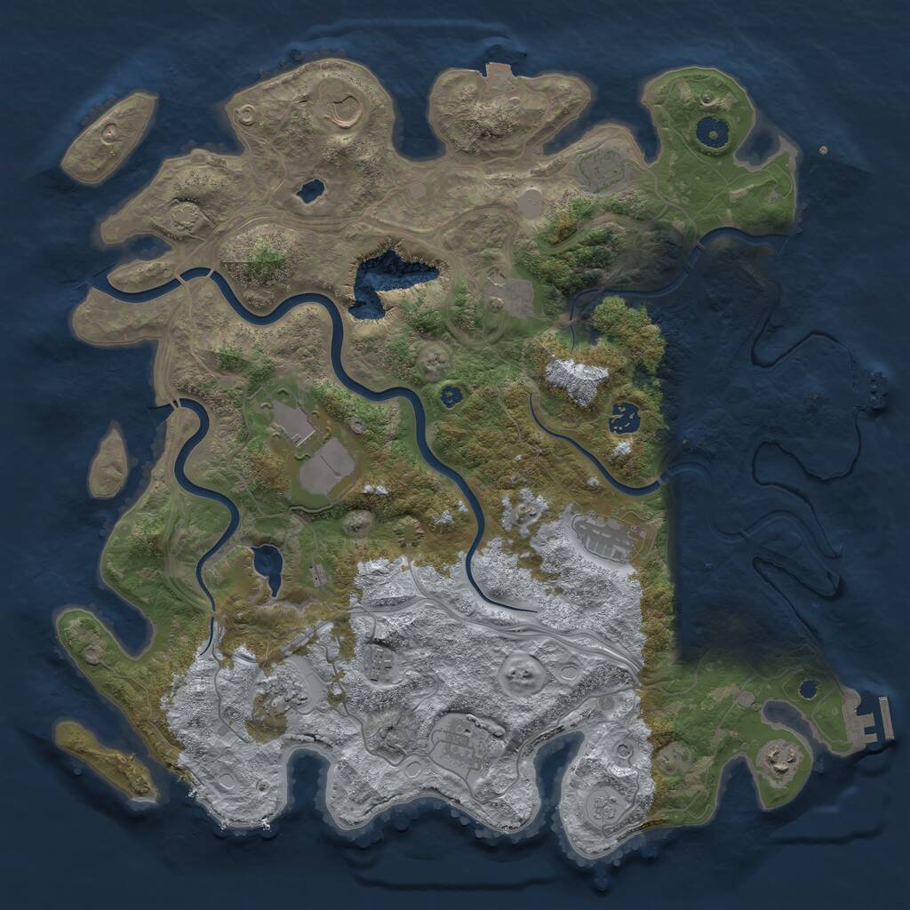 Rust Map: Procedural Map, Size: 4250, Seed: 1323051928, 16 Monuments