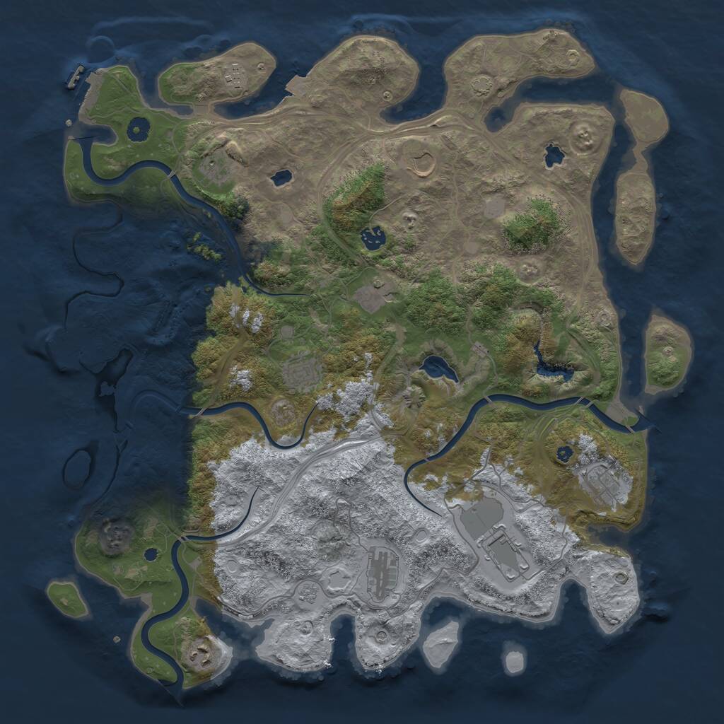 Rust Map: Procedural Map, Size: 4500, Seed: 332536128, 16 Monuments