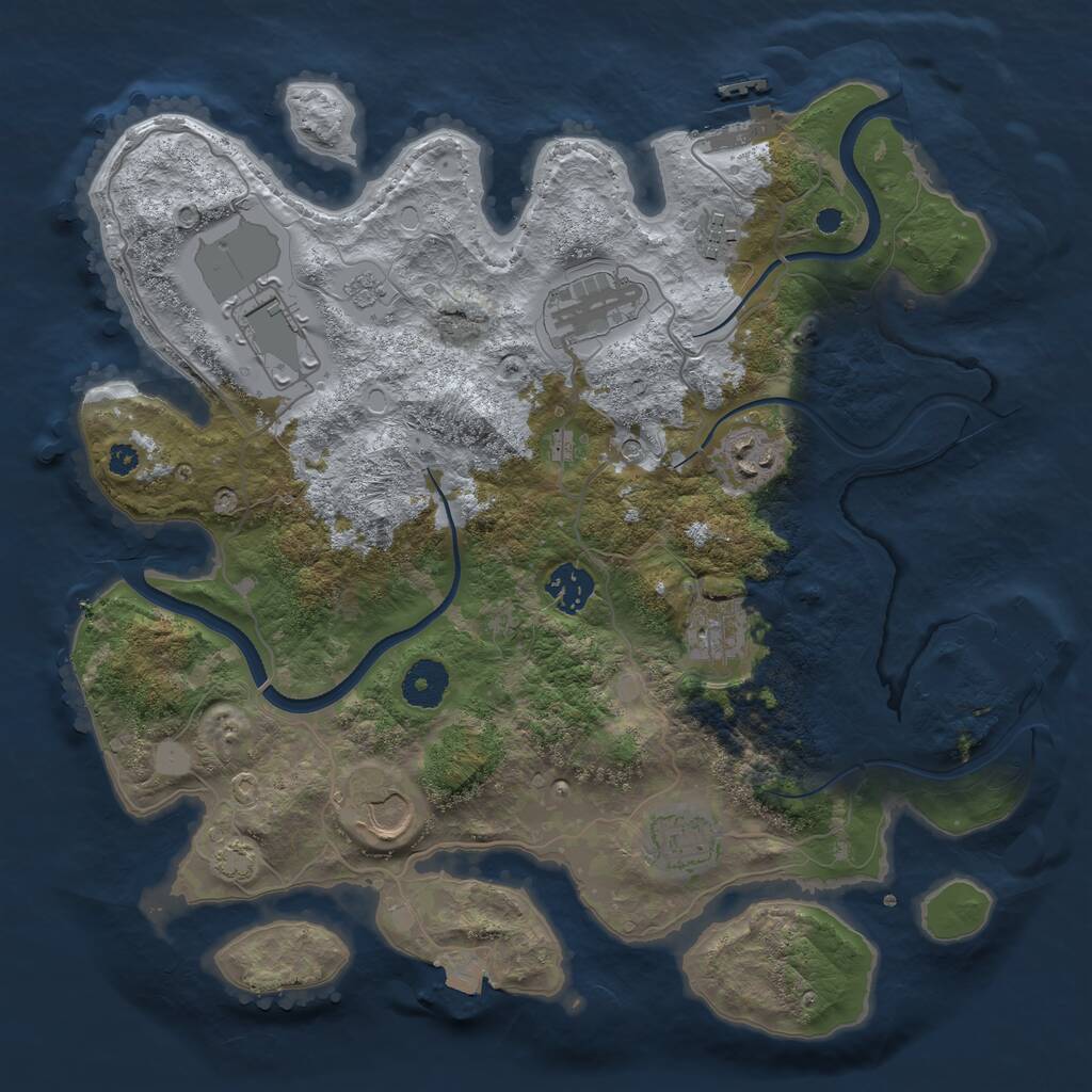 Rust Map: Procedural Map, Size: 3500, Seed: 2027200378, 14 Monuments