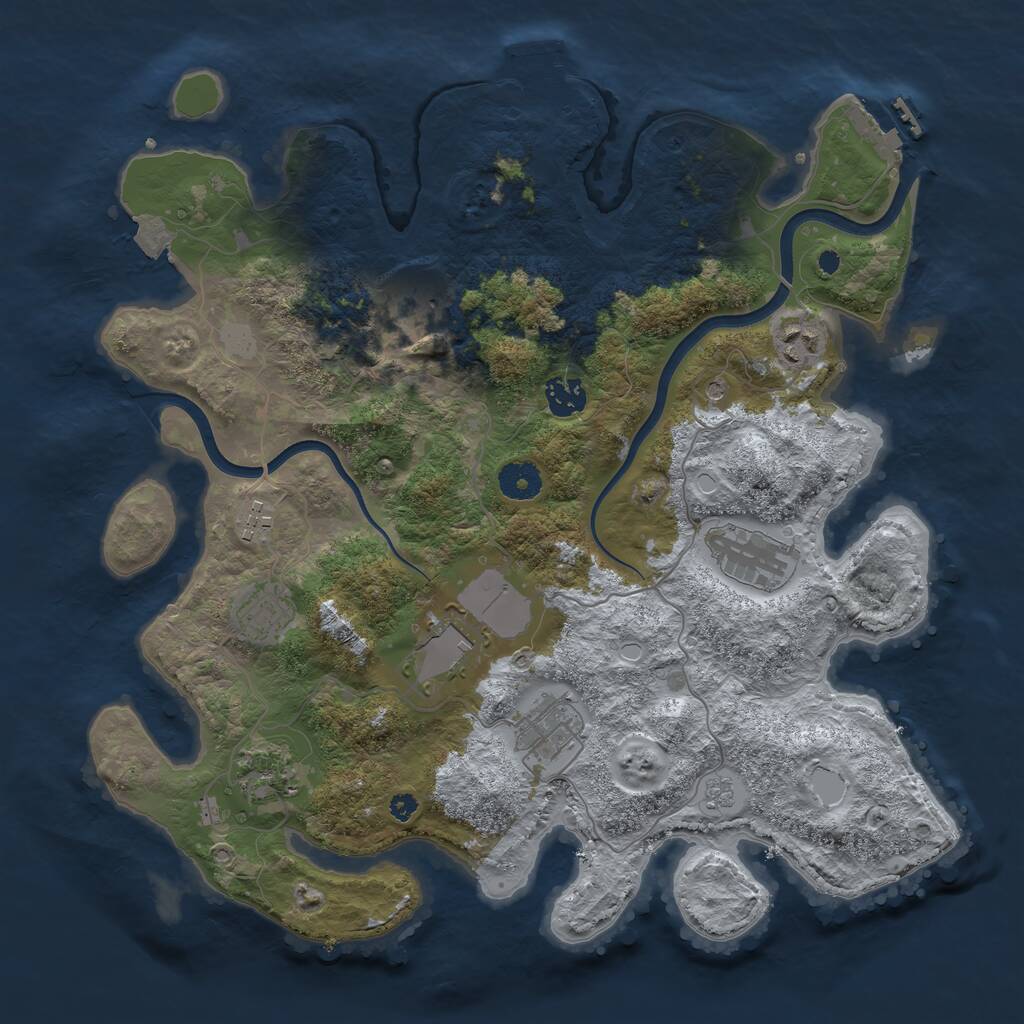 Rust Map: Procedural Map, Size: 3750, Seed: 3772652, 15 Monuments