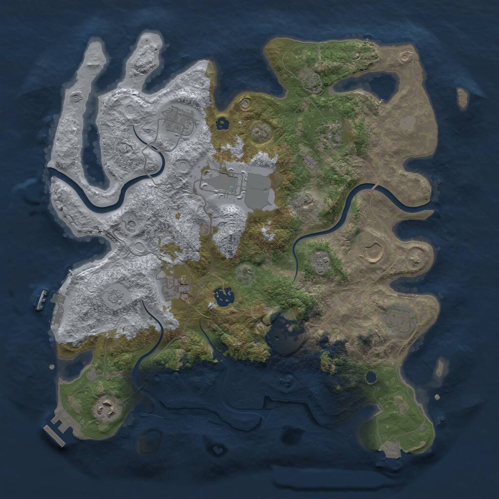 Rust Map: Procedural Map, Size: 3750, Seed: 2035602314, 16 Monuments